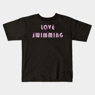 Pink love swimming with dolphins and whales Kids T-Shirt